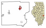 Clark County Illinois Incorporated and Unincorporated areas Marshall Highlighted